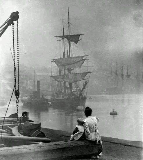 A ship on the Thames by unknown photographer, London, 1880